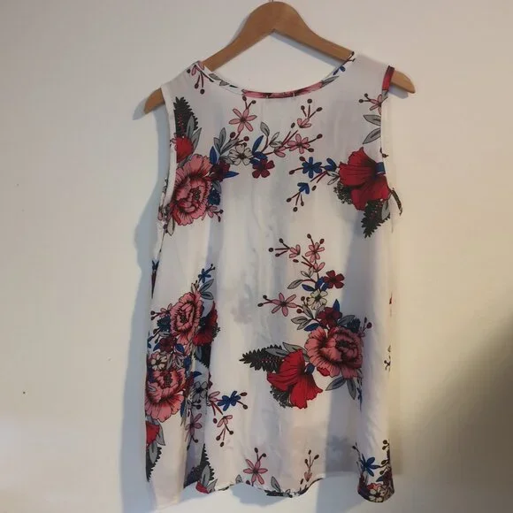 Zeagoo Sleeveless Floral Chiffon Top Size XL - Loose Fit - Picture 4 of 7